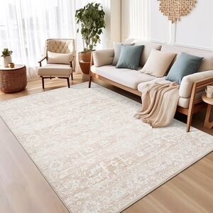 Elegant Cream and White Area Rug